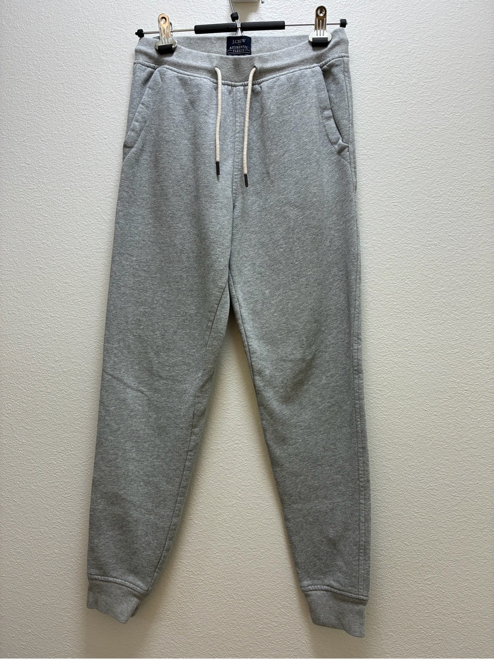 J. Crew Light Gray Men's Fleece Joggers with Drawstring